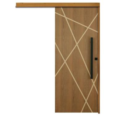 Imagem de Porta de Correr Agatha Trilho Embutir Pux.Barra Chata Preto 1.20 x 2.1