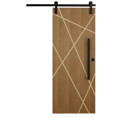 Imagem de Porta de Correr Agatha Trilho Soft Pux. Barra Chata Preto 1.20 x 2.10 