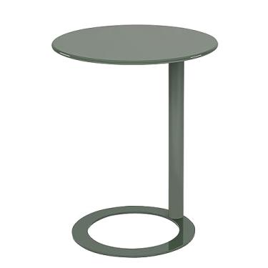 Imagem de Mesa lateral em forma de C para espaços pequenos, mesa de canto redonda de café para sala de estar, mesa de cabeceira moderna para decoração de casa fácil de montar
