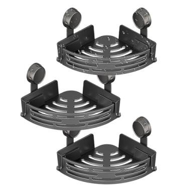 Imagem de Prateleira de chuveiro com ventosa, sem suporte de canto de perfuração, organizador de chuveiro removível | para banheiro, parede, xampu, higiene, armazenamento, cozinha, despensa doméstica