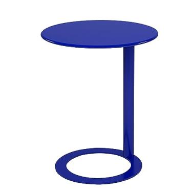 Imagem de Mesa lateral em forma de C para espaços pequenos, mesa de canto redonda de café para sala de estar, mesa de cabeceira moderna para decoração de casa fácil de montar