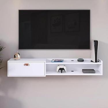 Imagem de Rack Suspenso para TV até 55” 1,50 cm com Nicho e 1 Porta para Sala ou Quarto (BRANCO)