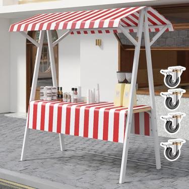 Imagem de Carrinho de metal dobrável sobre rodas - Carrinho móvel de catering para mercado de fazendeiros, vendedores ambulantes, feiras de artesanato, praias - Barraca de venda automática de chão durável