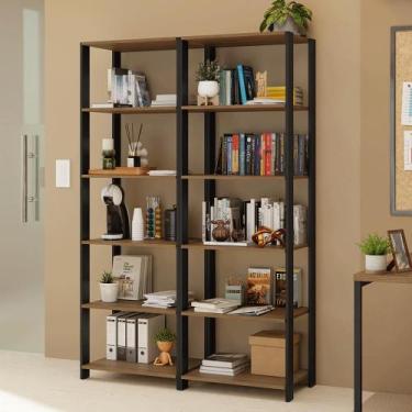 Imagem de Estante Armário Multiuso para Escritório 118cm 10 Prateleiras Rustic/P