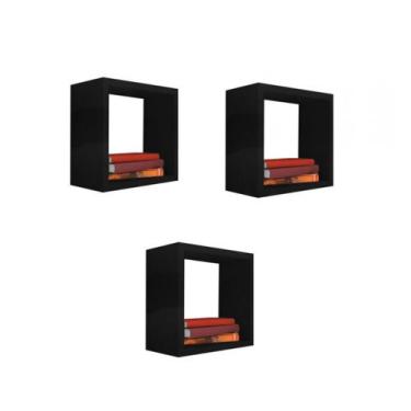 Imagem de Kit 3 Nicho Decorativo 50X50X15 cm Em Mdf Cor:Preto - Móveis Trovarell