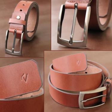 Imagem de Cinto Masculino Couro Legítimo Agro Rústico Cor Preto ou Marrom - BRAS