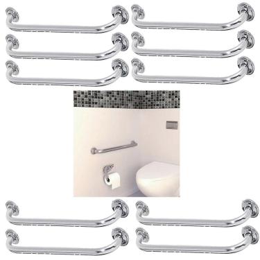 Imagem de Alça De Apoio 60cm Barra Kit 10 Uni Acessivel Corrimao Suporte Resistente