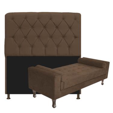 Imagem de Cabeceira Lady e Recamier Félix 140 Cm Casal Suede Marrom