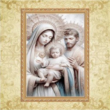 Imagem de Quadro Moldura Dourada Sagrada Família Prateada 33X24Cm