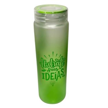 Imagem de Garrafa de Água Hidrate suas Ideias em Vidro Fosco 420ml - Flashgoods,