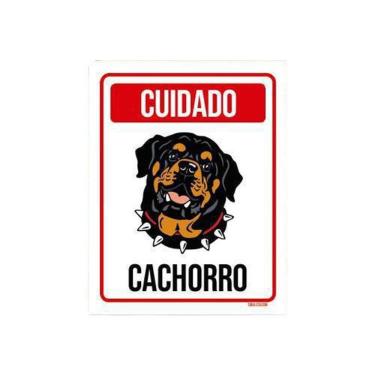 Imagem de Kit 10 Placas Cuidado Cachorro Rottweiler 2