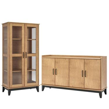 Imagem de Kit Cristaleira e Buffet Aparador 100% Madeira Maciça Noble