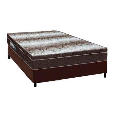 Imagem de Cama Box Casal: Colchão Ortopédico Ortobom Light + Base Crc Courano Brown(138X188)