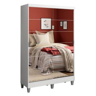 Imagem de Guarda Roupas Luke Branco 2 Portas Espelho com Pés Madesa