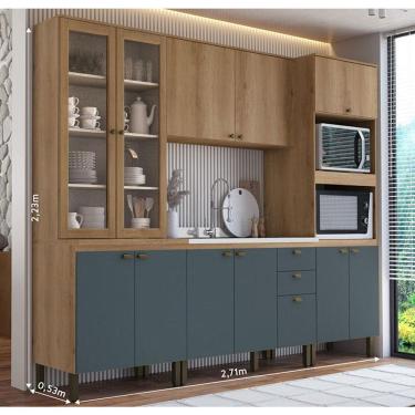 Imagem de Cozinha Modulada Finesse Ambiente Composição 25 Capuccino Azul - THB