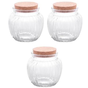 Imagem de Jogo De 3 Potes Vidro E Tampa De Rolha 600ml Classic Lyor