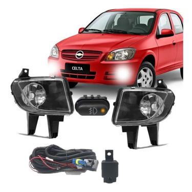 Imagem de Kit Farol Neblina Milha Celta Prisma 2007 2008 2009 2010 2011 Botão Painel
