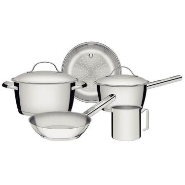 Imagem de Jogo De Panelas Tramontina Allegra Em Aço Inox Com Fundo Triplo 5 Peças 65660280