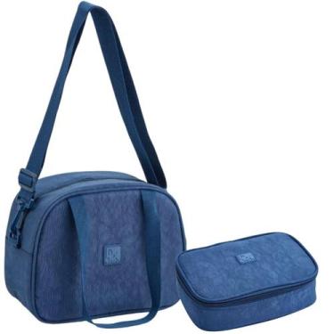 Imagem de Kit Escolar Lancheira Térmica Estojo Box Compartimentos Espaçosos Juve