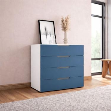 Imagem de Cômoda Madri 4 Gavetas Azul/Branco - Politorno