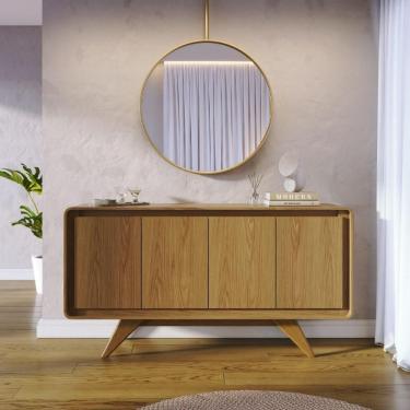 Imagem de Balcão Buffet Aparador 4 Portas E Bordas Curvas Para Sala Nature