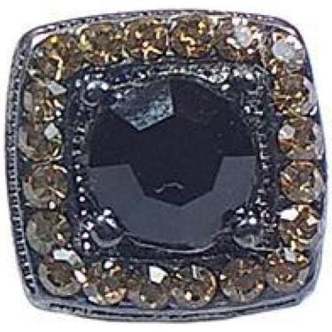 Imagem de Brinco Pequeno Armazem Rr Bijoux Quadrado Cristais Grafite