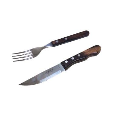 Imagem de Kit com 3 Facas Churrasco e Garfos Jumbo Castanha Polywood K3TRAFMGJ T