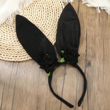 Imagem de Tiara De Orelha De Coelho Com Flor Rosa Vermelha E Margarida Para Mulh