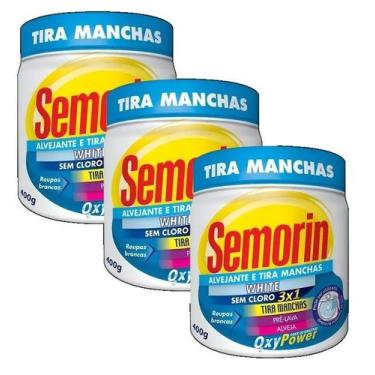 Imagem de kit 3 Tira Manchas Semorin White - Roupa Branca 400g