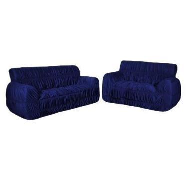 Imagem de Capa de Sofá PENÉLOPE ELÁSTICADA 2 e 3 LUGARES Tamanho King Cor 05: Az