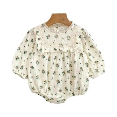 Imagem de Macacão Floral De Musselina Para Bebês Meninas 0-24M, Roupa De Bebê Re