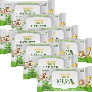 Imagem de Kit Com 8 Toalha Umedecida Turma da Natureza 100 Unidades Total 800