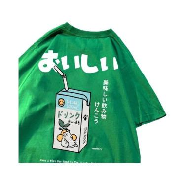 Imagem de Camiseta Unissex Oversized De Algodão Com Estampa De Gato Japonês, Man