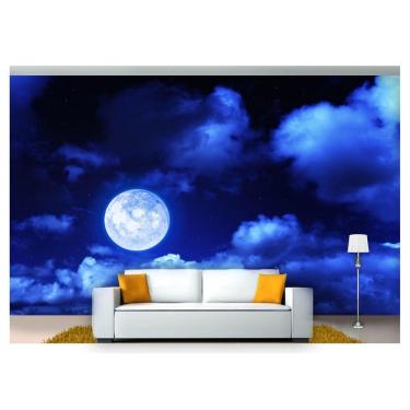 Imagem de Papel De Parede Lua Noite Nuvens Céu 3D Lua49