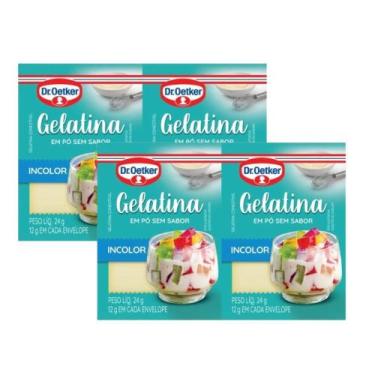 Imagem de Kit 4 Gelatina Sem Sabor Dr. Oetker Em 2 Envelopes 24G