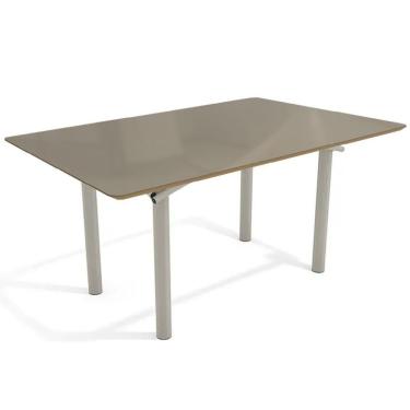 Imagem de Mesa De Sala Jantar Elba Tampo Madeirado C/ Vidro 160cm Niquel/freijo Bronze - Kappesberg