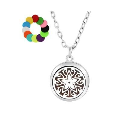 Imagem de Colar Difusor De Óleos Essenciais Árvore Da Vida Em Aço Inoxidável Com