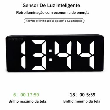 Imagem de Relógio LED de Parede Inteligente Sensor de Luz Display - Tudo em Caixa