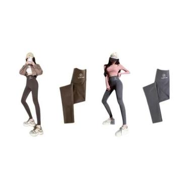 Imagem de Leggings Pretas Femininas De Cintura Alta M-XL, Calças Shark Com Efeit