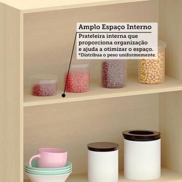 Imagem de Armário Aéreo de Cozinha Aura 80CM 2 Portas 100% MDF Bater Cinza Cristal