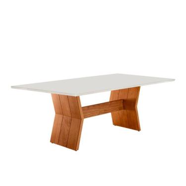 Imagem de Mesa para Sala de Jantar Portugal 220cm Tampo Canto Moeda Laqueado com Vidro