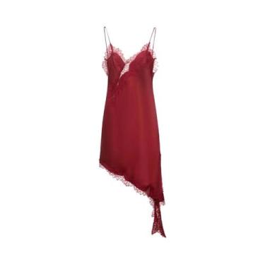 Imagem de Vestido Feminino Sexy Com Decote Em V E Renda, Alças Cruzadas, Bainha 