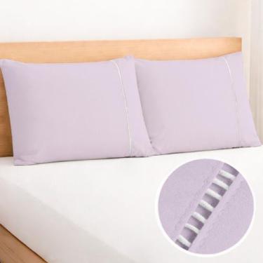 Imagem de Kit 2 Fronhas Ponto Palito Tamanho Especial 90x50cm Percal 200 Fios 10