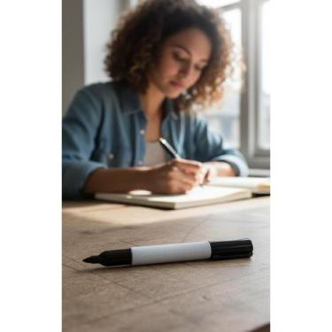 Imagem de Caneta Marcador Permanente Fina Preta - Escrita Duradoura - Congratula