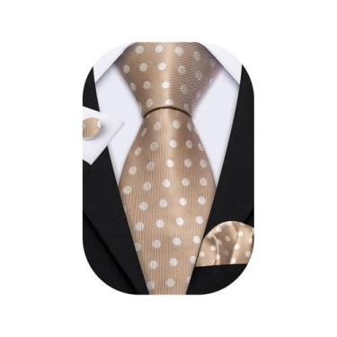 Imagem de Gravata Barry.Wang Light Khaki Brown Polka Dot 150cm