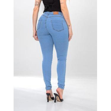 Imagem de Calça Jeans Feminina Skinny Cintura Alta Levanta Bumbum Com Lycra - 42
