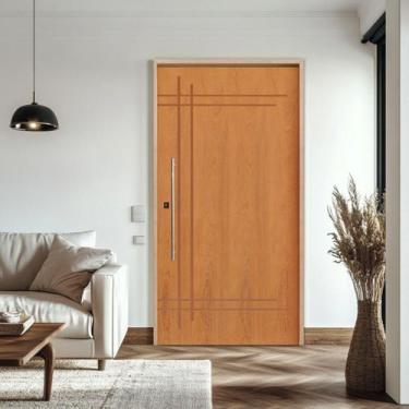 Imagem de Kit Porta de Madeira Pivotante 210x140cm Batente 14cm Fechadura 803 Ro