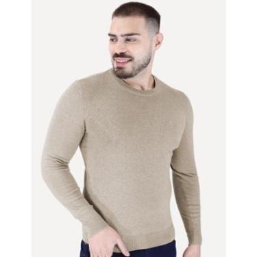 Imagem de Suéter Calvin Klein Jeans Masculino Crewneck Tricot Mini Logo Cáqui Mescla-Masculino