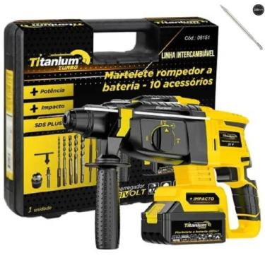 Imagem de Kit Martelete Perfurador Romp Bateria + Ponteiro Encaixe Sds - TITANIU