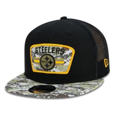 Imagem de Boné 9Fifty Trucker Pittsburgh Steelers Salute To Service NFL Snapback Aba Reta New Era Masculino-Masculino